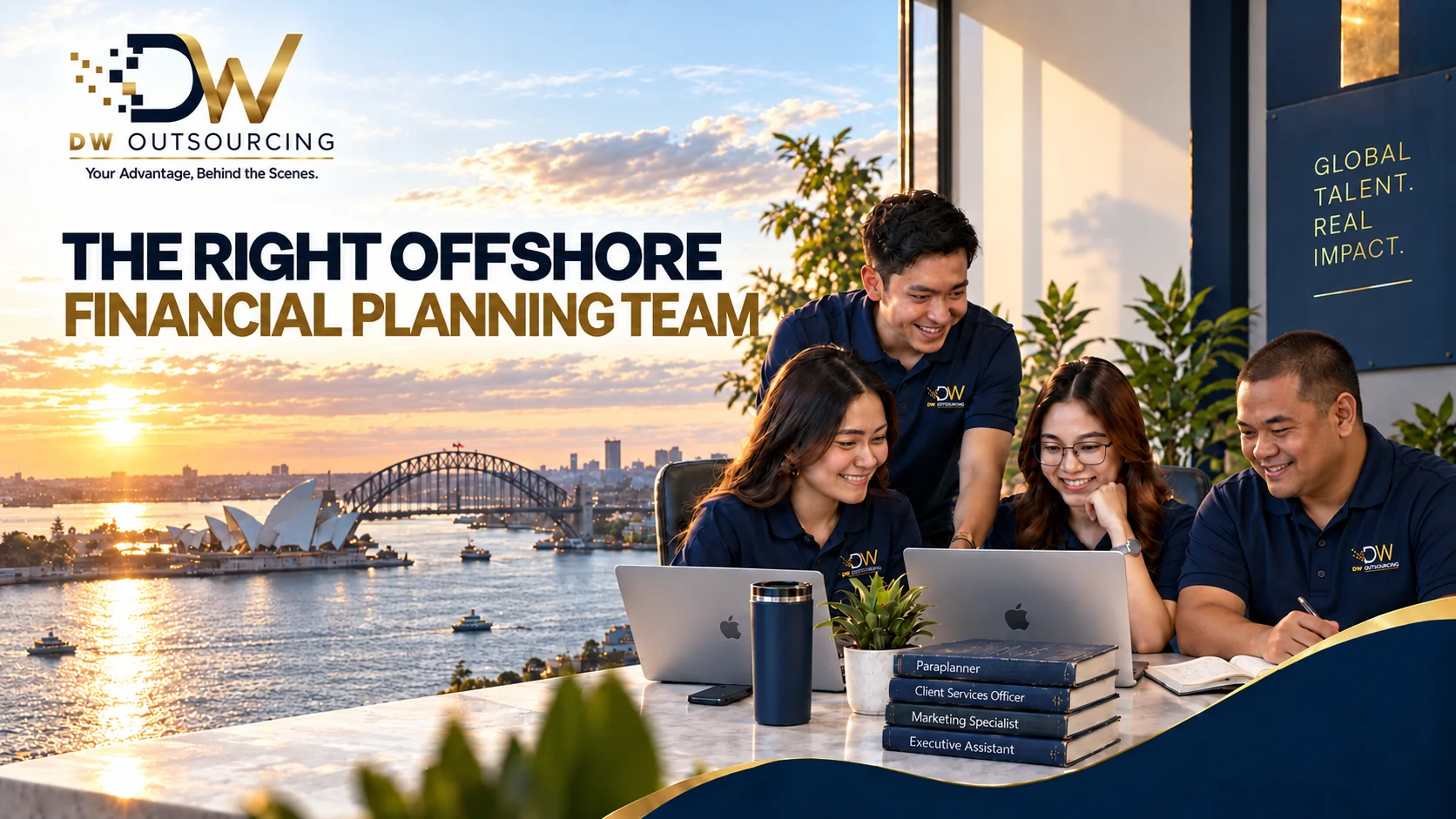 DW Outsourcing financial-planning support team collaborating in Sydney